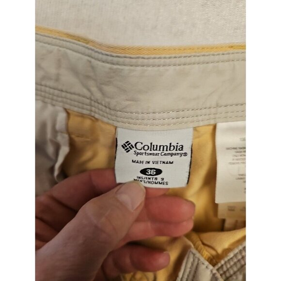 Columbia Shorts Mens 36 Yello Cargo Pockets Outdoors Hiking Utility 10" Inseam * - Picture 3 of 7